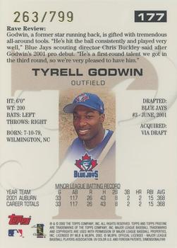 2002 Topps Pristine #177 Tyrell Godwin Back