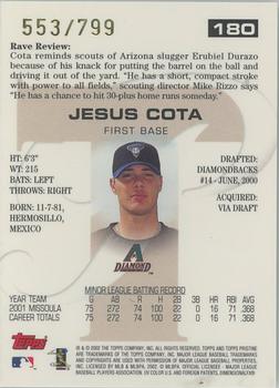 2002 Topps Pristine #180 Jesus Cota Back