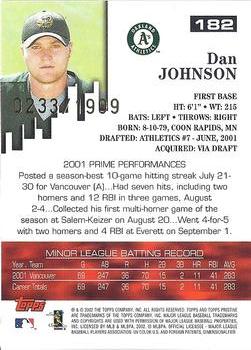 2002 Topps Pristine #182 Dan Johnson Back