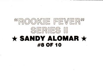 1989 Rookie Fever Series II (unlicensed) #8 Sandy Alomar Jr. Back