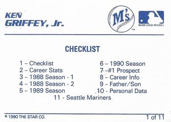 1990 Star Ken Griffey Jr. Blue #1 Ken Griffey Jr. Back