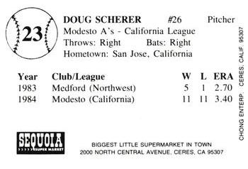 1985 Chong Modesto A's #23 Doug Scherer Back