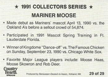1991 Country Hearth Bread Seattle Mariners  #29 Mariner Moose Back