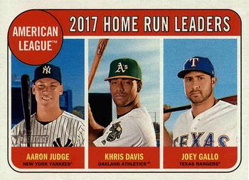 2018 Topps Heritage #5 2017 A.L. Home Run Leaders (Aaron Judge/ Khris Davis / Joey Gallo) Front