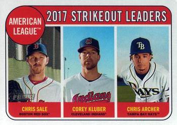 2018 Topps Heritage #11 2017 A.L. Strikeout Leaders (Chris Sale / Corey Kluber / Chris Archer) Front