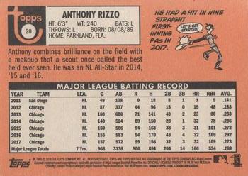 2018 Topps Heritage #20 Anthony Rizzo Back