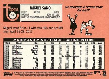2018 Topps Heritage #30 Miguel Sano Back