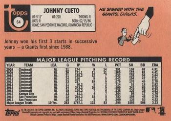 2018 Topps Heritage #64 Johnny Cueto Back
