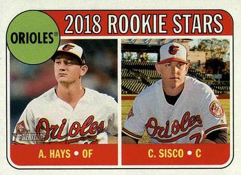 2018 Topps Heritage #66 Orioles 2018 Rookie Stars (Austin Hays / Chance Sisco) Front