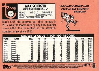 2018 Topps Heritage #67 Max Scherzer Back