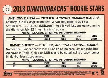 2018 Topps Heritage #79 Diamondbacks 2018 Rookie Stars (Anthony Banda / Jimmie Sherfy) Back