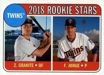 2018 Topps Heritage #99 Twins 2018 Rookie Stars (Felix Jorge / Zack Granite) Front