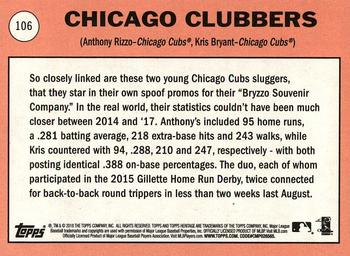 2018 Topps Heritage #106 Chicago Clubbers (Anthony Rizzo / Kris Bryant) Back