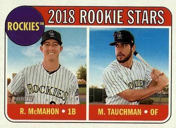 2018 Topps Heritage #117 Rockies 2018 Rookie Stars (Ryan McMahon / Mike Tauchman) Front