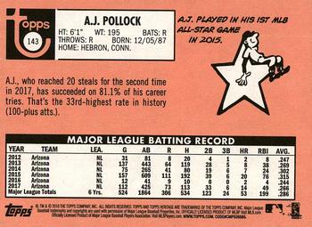 2018 Topps Heritage #143 A.J. Pollock Back