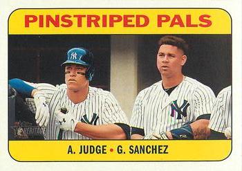 2018 Topps Heritage #183 Pinstriped Pals (Aaron Judge / Gary Sanchez) Front