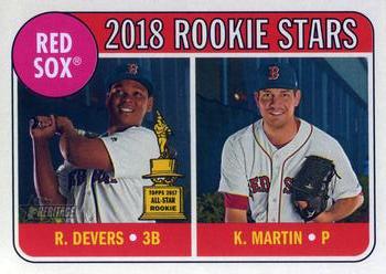 2018 Topps Heritage #189 Red Sox 2018 Rookie Stars (Rafael Devers / Kyle Martin) Front