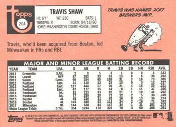 2018 Topps Heritage #204 Travis Shaw Back