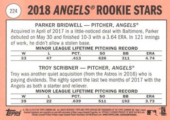 2018 Topps Heritage #224 Angles 2018 Rookie Stars (Parker Bridwell / Troy Scribner) Back