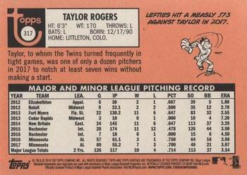 2018 Topps Heritage #317 Taylor Rogers Back