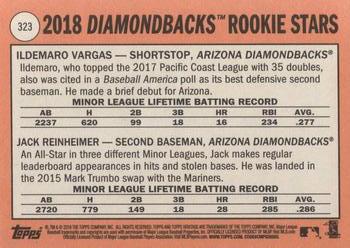 2018 Topps Heritage #323 Diamondbacks 2018 Rookie Stars (Ildemaro Vargas / Jack Reinheimer) Back