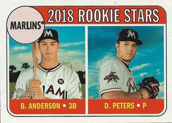 2018 Topps Heritage #395 Marlins 2018 Rookie Stars (Brian Anderson / Dillon Peters) Front