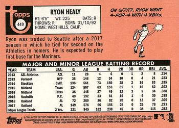 2018 Topps Heritage #449 Ryon Healy Back