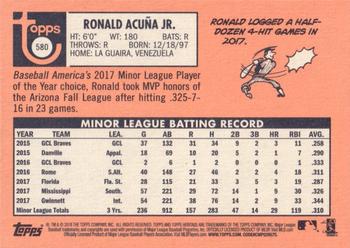 2018 Topps Heritage #580 Ronald Acuña Jr. Back