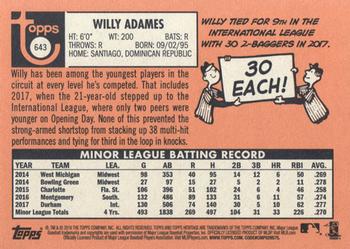 2018 Topps Heritage #643 Willy Adames Back