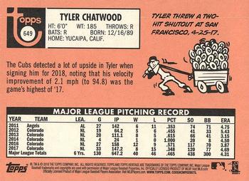 2018 Topps Heritage #649 Tyler Chatwood Back