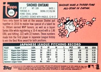 2018 Topps Heritage #600 Shohei Ohtani Back
