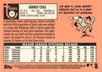 2018 Topps Heritage #715 Gerrit Cole Back