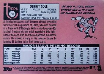 2018 Topps Heritage #715 Gerrit Cole Back