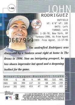 2002 Topps Reserve #146 John Rodriguez Back