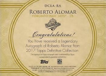 2017 Topps Definitive Collection - Legendary Autograph Collection #DCLA-RA Roberto Alomar Back