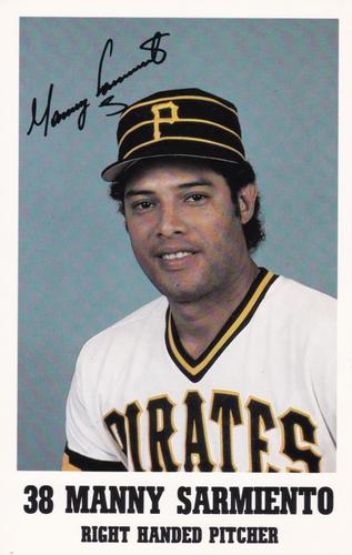 1984 Pittsburgh Pirates Promotional Dates 3x5 #NNO Manny Sarmiento Front
