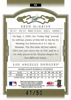 2004 Donruss Classics - Timeless Tributes Green #89 Fred McGriff Back