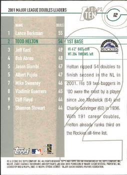 2002 Topps Ten #12 Todd Helton Back