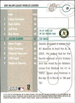 2002 Topps Ten #15 Jason Giambi Back