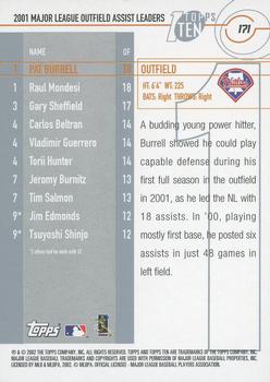 2002 Topps Ten #171 Pat Burrell Back