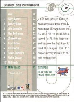 2002 Topps Ten #41 Troy Glaus Back