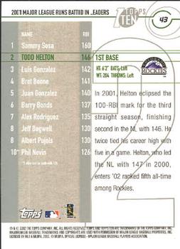 2002 Topps Ten #43 Todd Helton Back