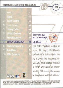 2002 Topps Ten #78 Chuck Knoblauch Back