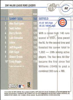 2002 Topps Ten #82 Sammy Sosa Back
