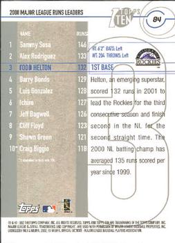 2002 Topps Ten #84 Todd Helton Back