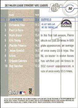 2002 Topps Ten #92 Juan Pierre Back