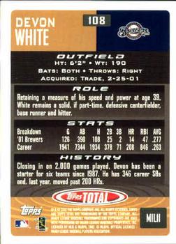 2002 Topps Total #108 Devon White Back
