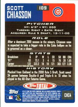 2002 Topps Total #109 Scott Chiasson Back