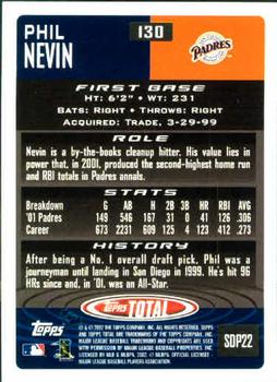 2002 Topps Total #130 Phil Nevin Back