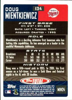 2002 Topps Total #134 Doug Mientkiewicz Back